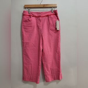 Mac & Jac Pink and Red Gingham Cotton Capri Golf Casual Pants Size 6